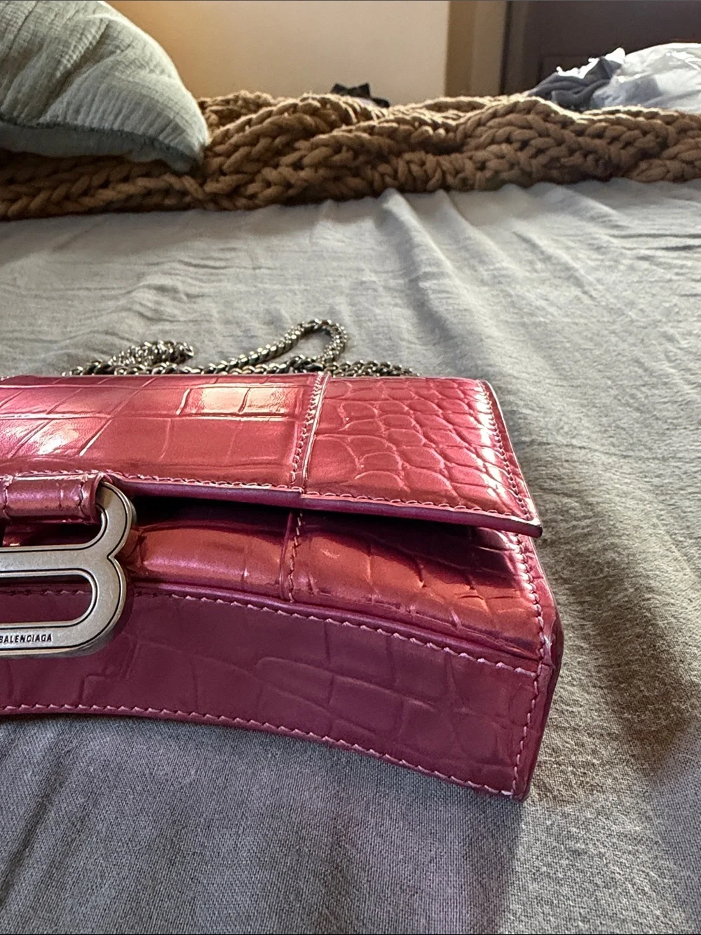 Balenciaga - embossed leather hourglass wallet bag